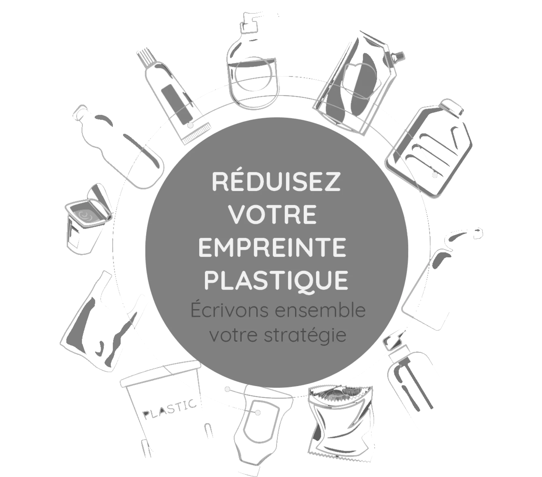 Schéma réduire empreinte plastique